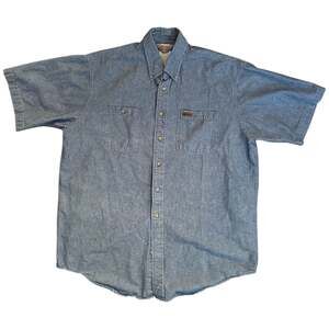 Vintage Carhartt Blue Chambray Short Sleeve Button Up Shirt